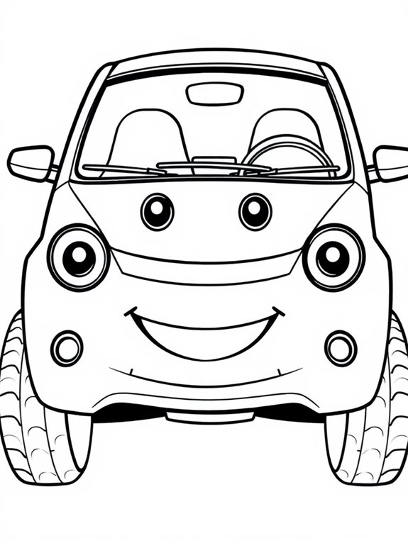 smiling hybrid car illustration