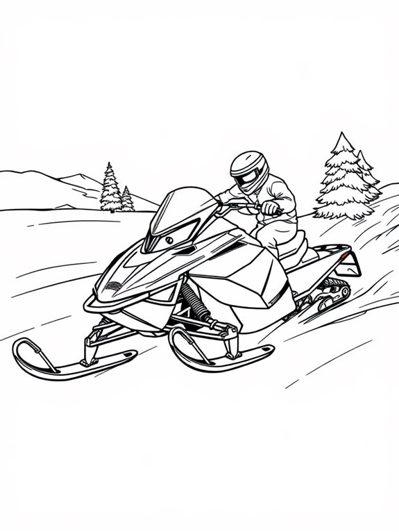 snowmobile coloring page design