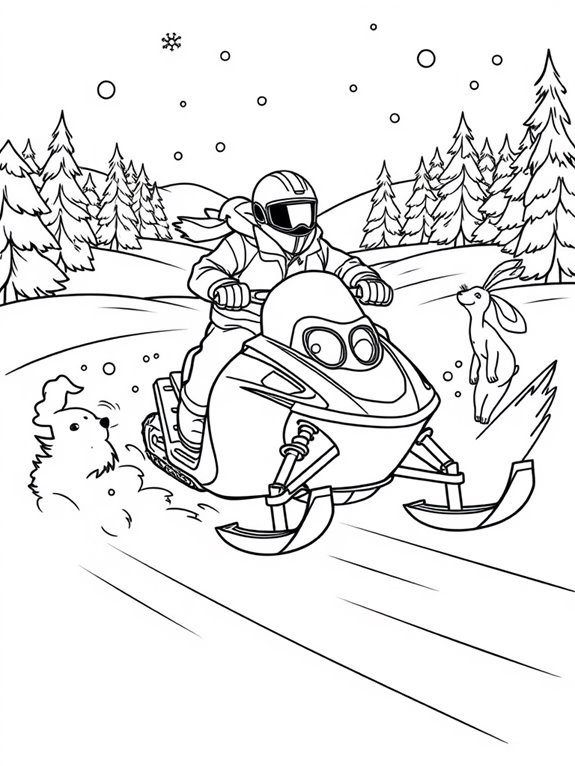 snowmobile coloring page fun