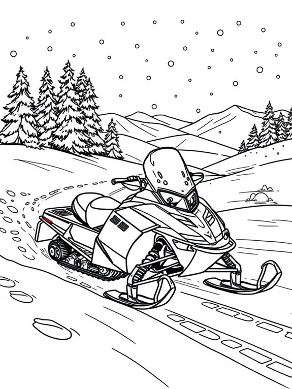 snowmobile in snowy scenery