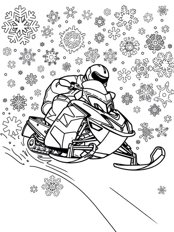 snowmobile themed coloring page