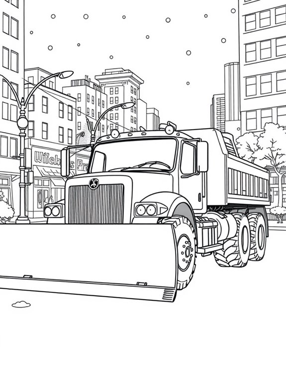 snowplow truck city scene