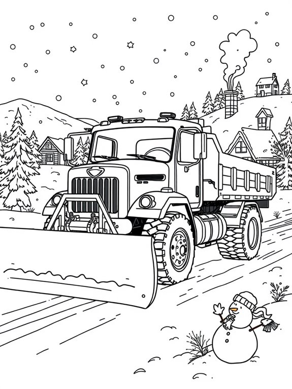 snowplow truck winter scene