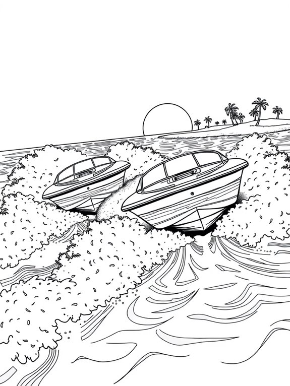 speedboat racing coloring page