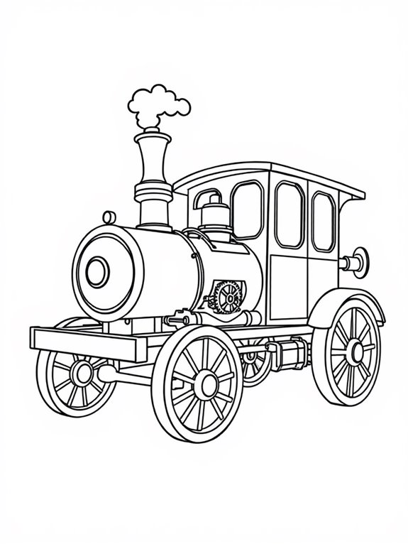 steam powered car coloring page