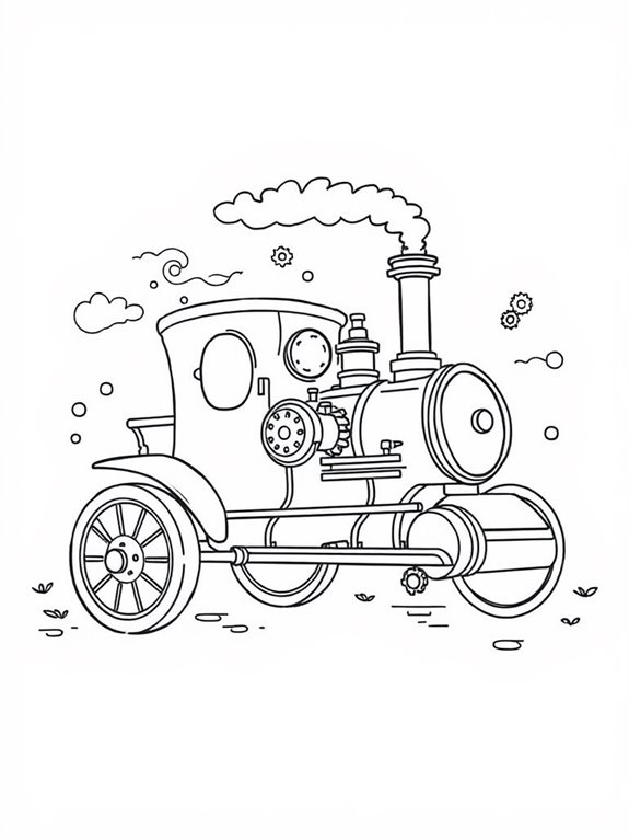 steam powered car coloring page