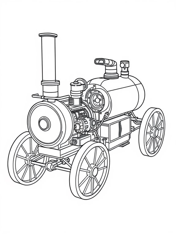 steam powered vehicle coloring page