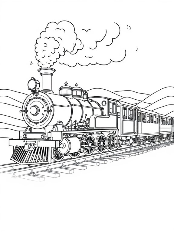 steam train line art