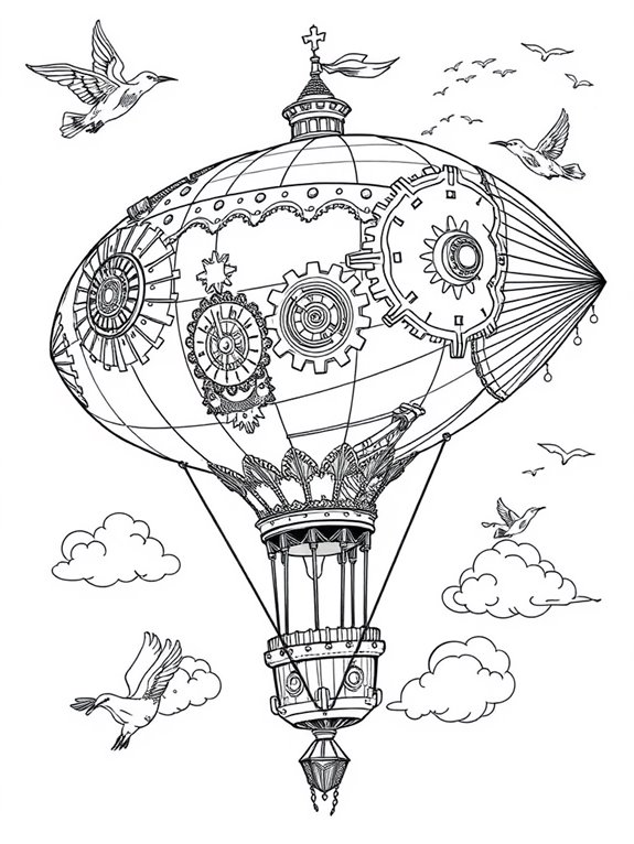 steampunk zeppelin coloring page