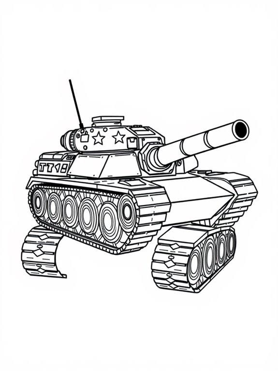 stylized tank coloring page