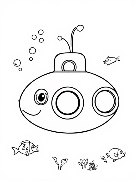 submarine coloring activity page