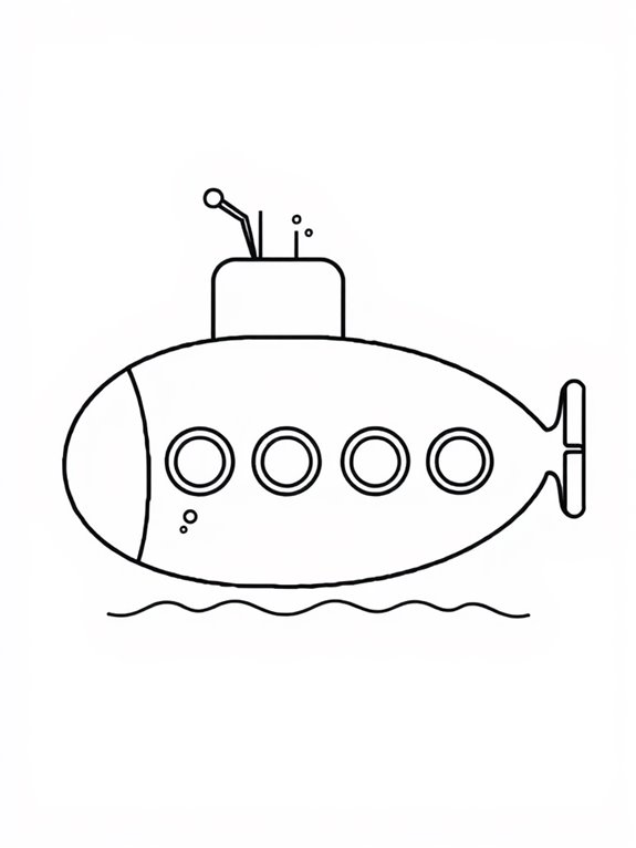 submarine coloring page activity