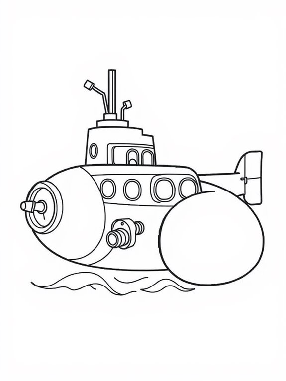 submarine coloring page design