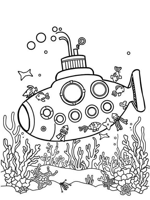 submarine themed coloring page