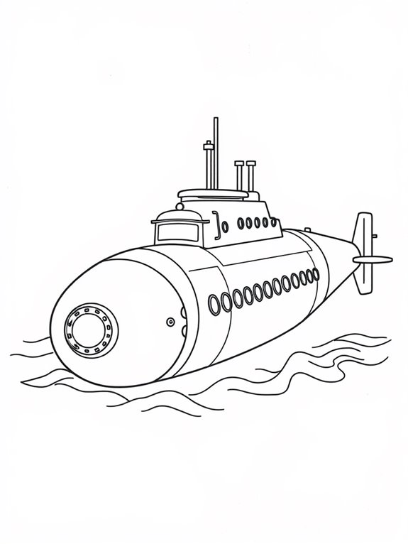 submarine themed coloring page