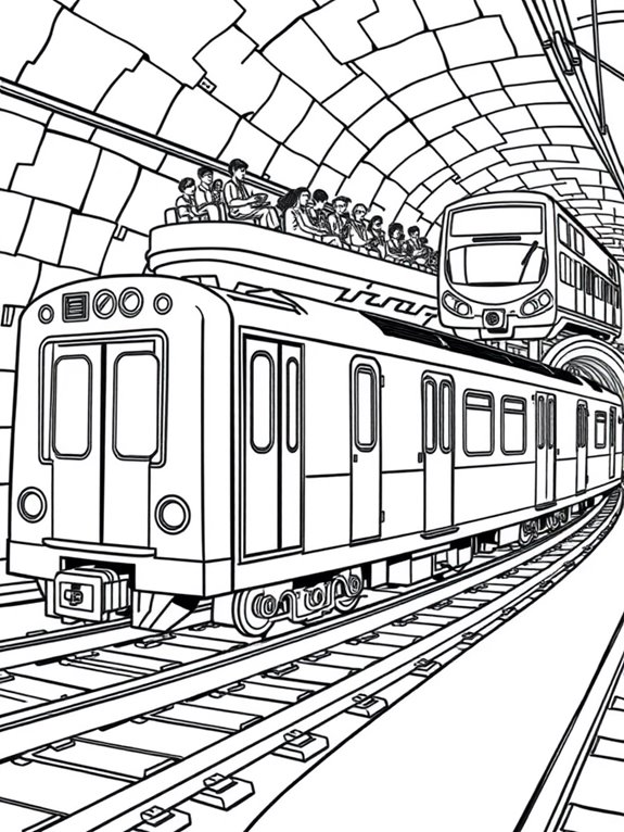 subway train cars illustration