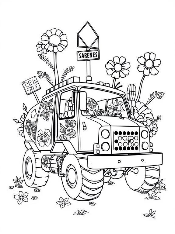 surreal street sweeper coloring page