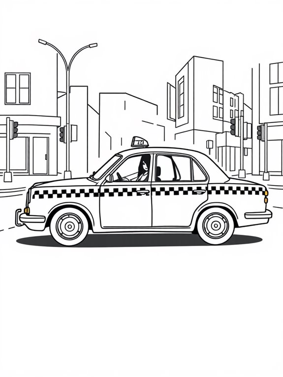 taxi in motion illustration