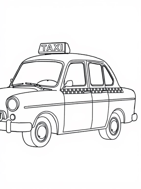 taxi line art coloring