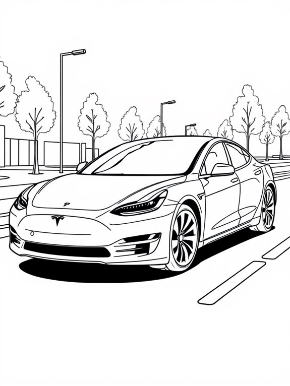 tesla car coloring page