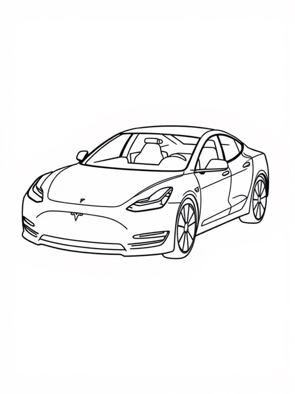 tesla car outline coloring