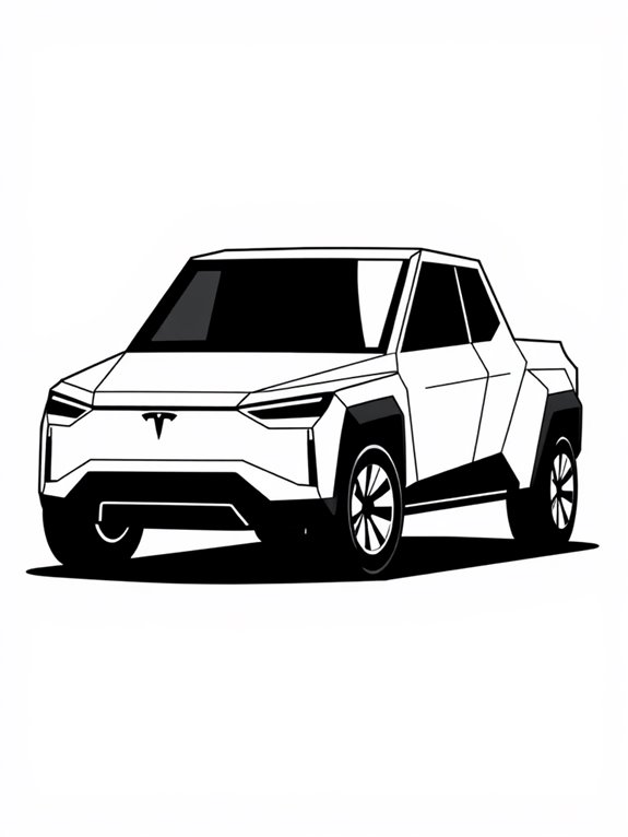 tesla cybertruck coloring page