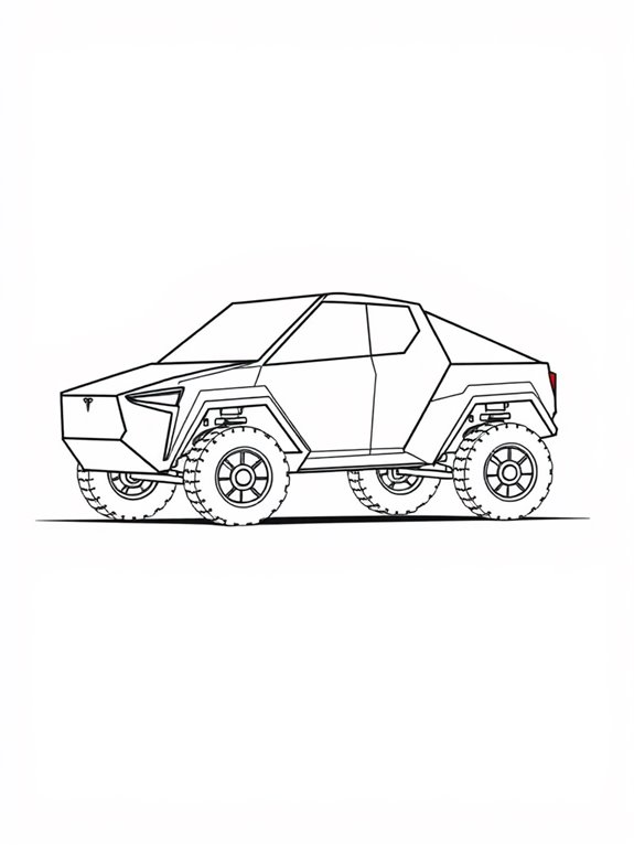 tesla cybertruck coloring page