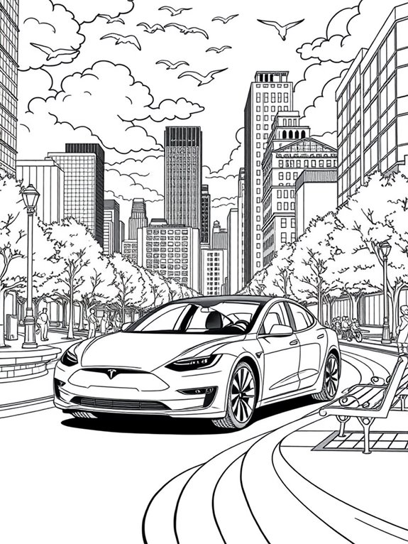 tesla electric car scene