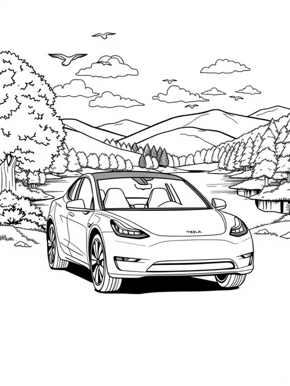 tesla in nature scene