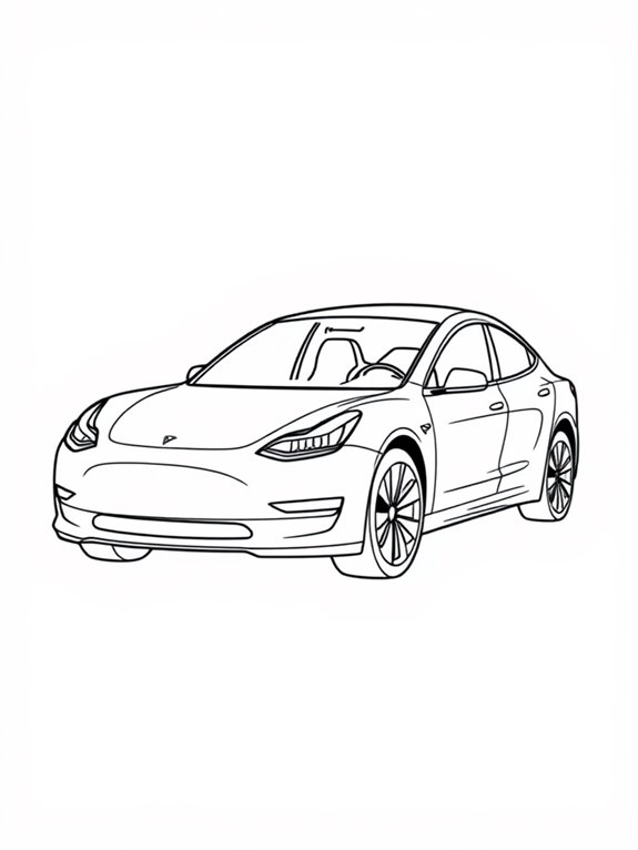 tesla model 3 coloring page