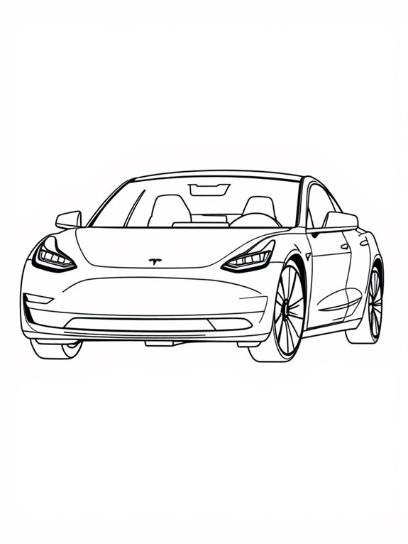 tesla model 3 coloring page