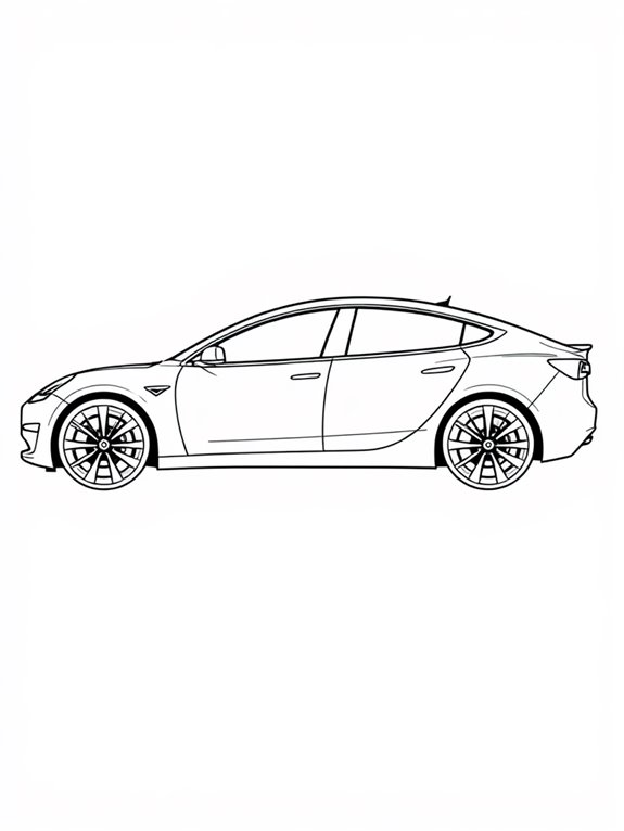 tesla model 3 outline drawing