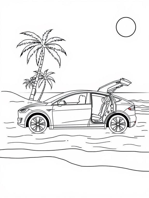 tesla model x beach fun