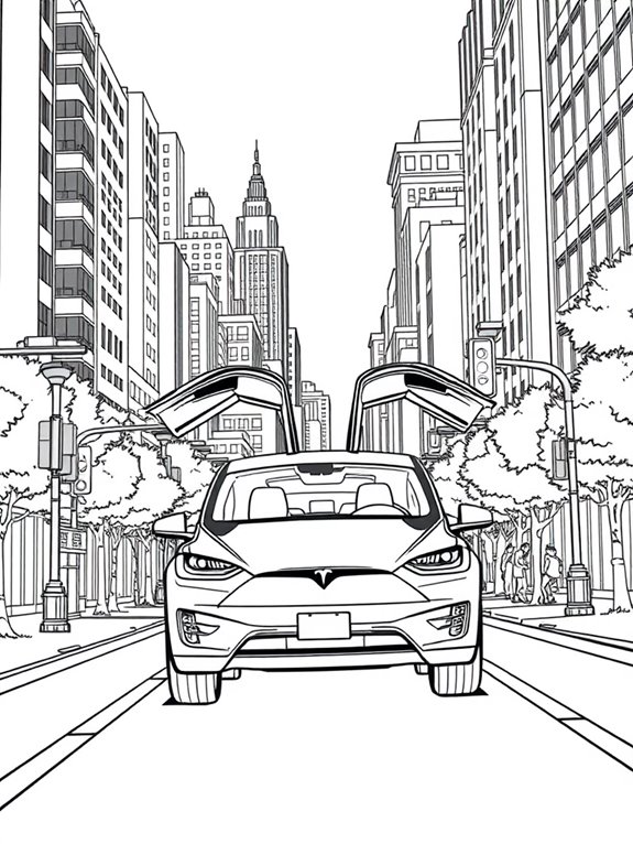 tesla model x coloring page