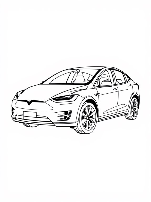 tesla model x outline art