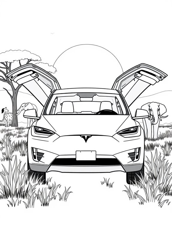 tesla model x safari coloring