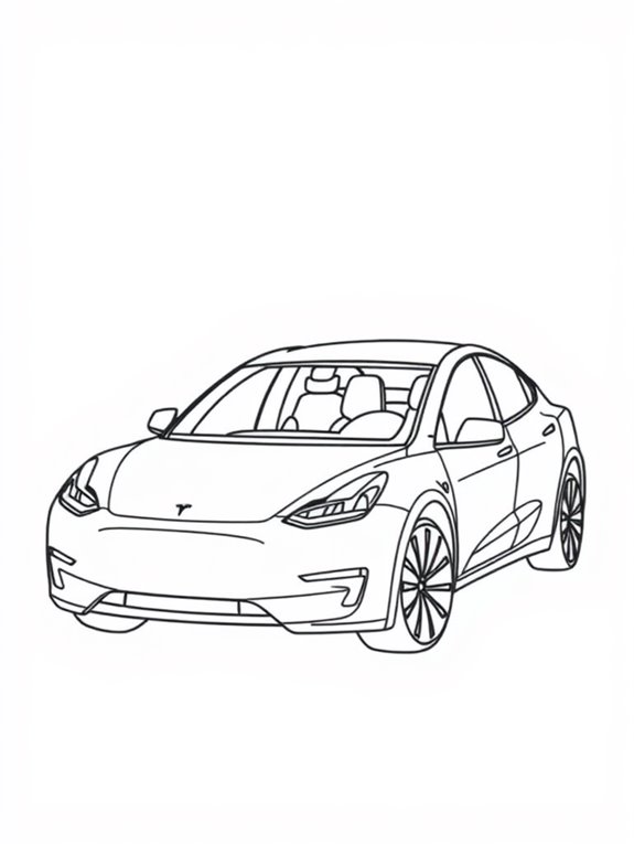 tesla model y outline art