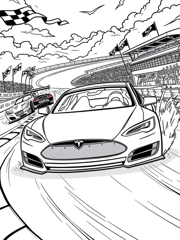 tesla racing coloring page