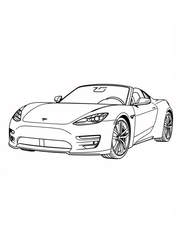 tesla roadster coloring page