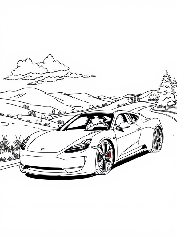 tesla roadster coloring page