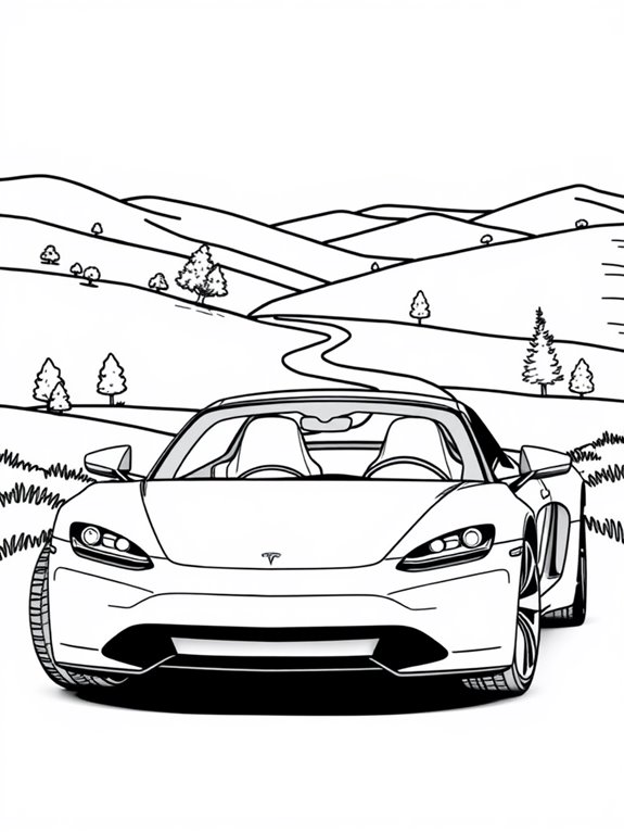 tesla roadster nature coloring