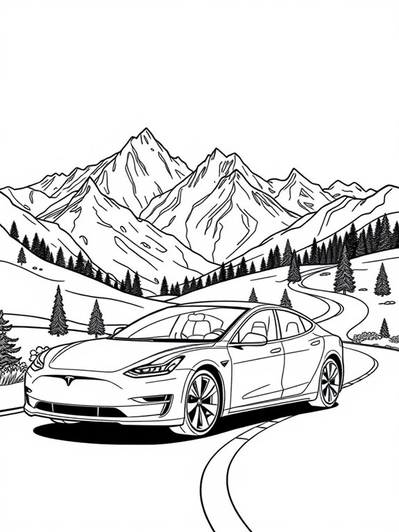 tesla surrounded by mountains