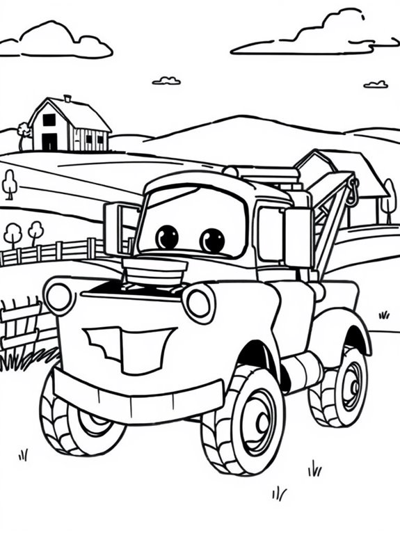 tow mater cartoon coloring page