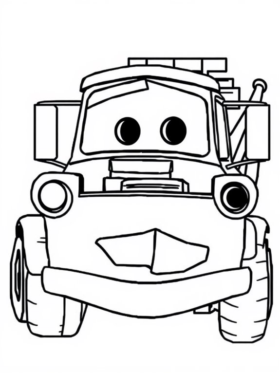 tow mater coloring outline