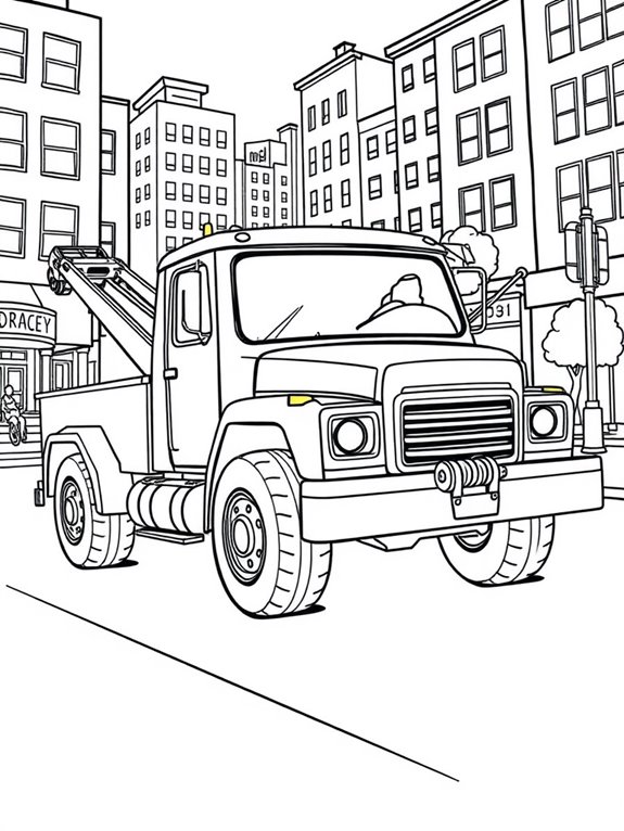 tow truck city scene