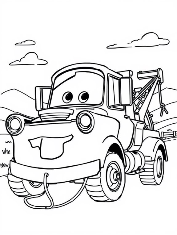 tow truck coloring page