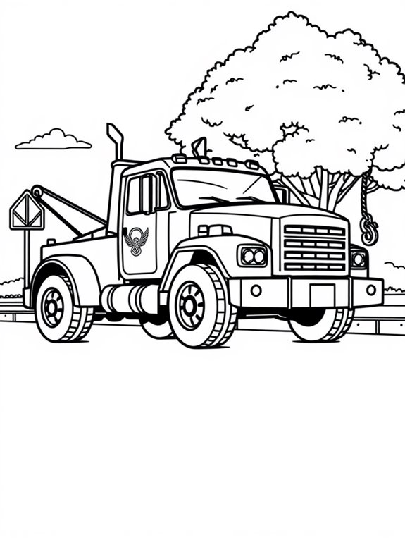 tow truck coloring page