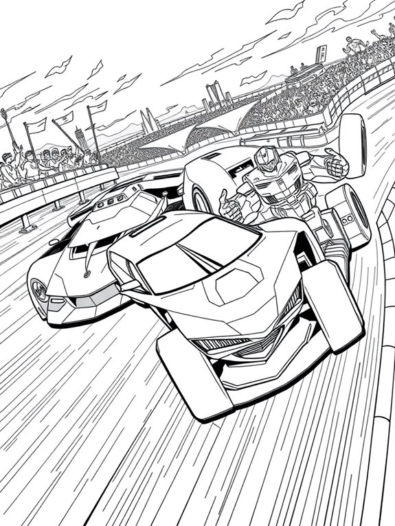 transformers racing scene coloring