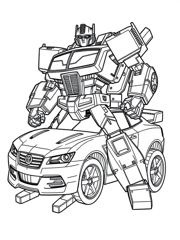 transforming robot car illustration