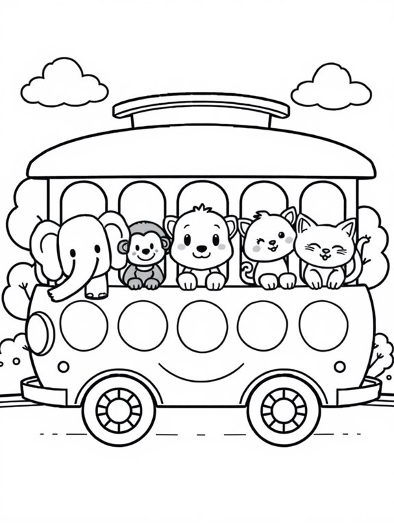 trolley featuring cute animals